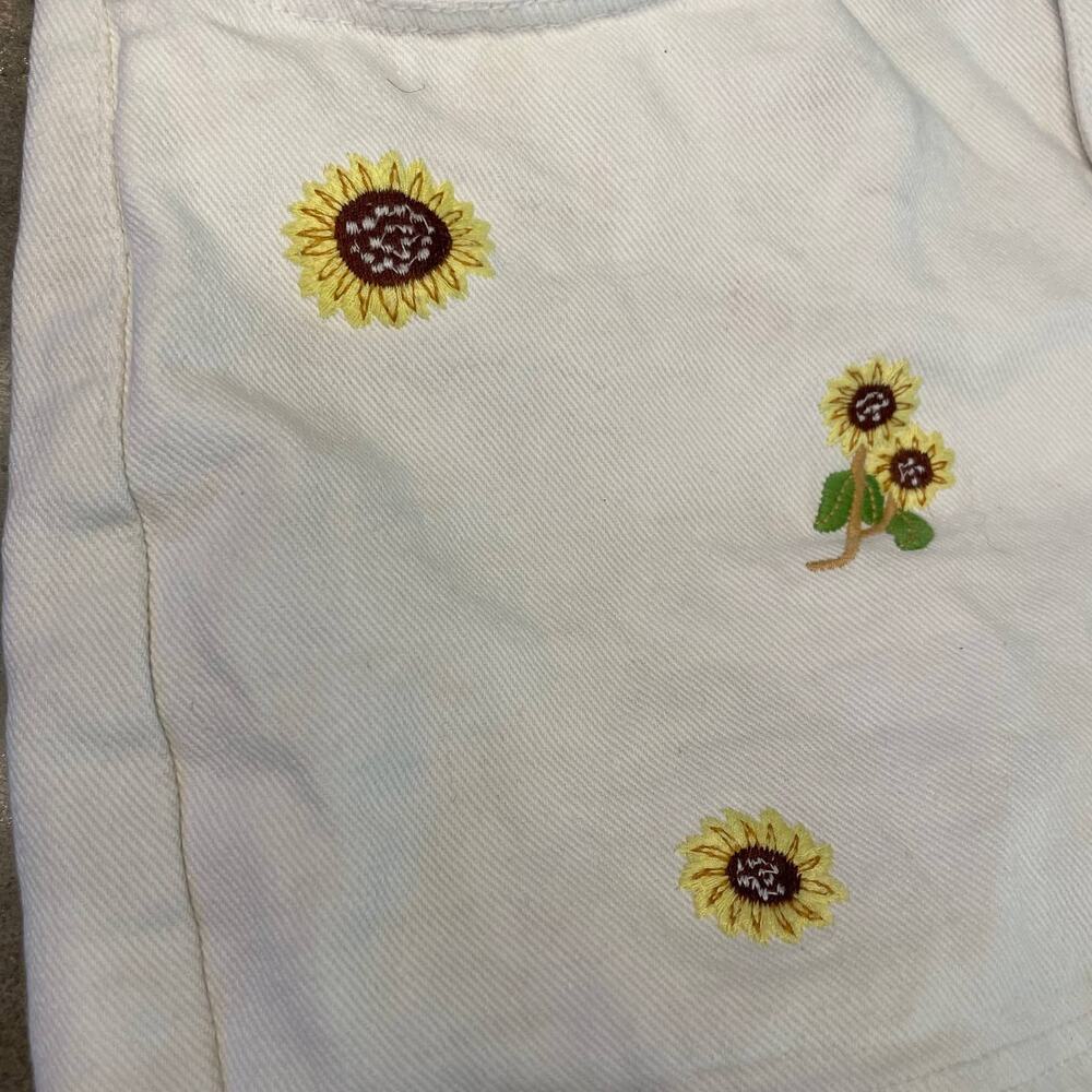 90s Vintage Republic Denim White sunflower high rise shorts juniors size 7 small - Picture 2 of 5